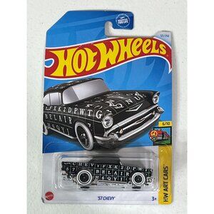 Hot Wheels '57 Chevy Art Cars Black White 2021 6/10 Diecast Car 1:64